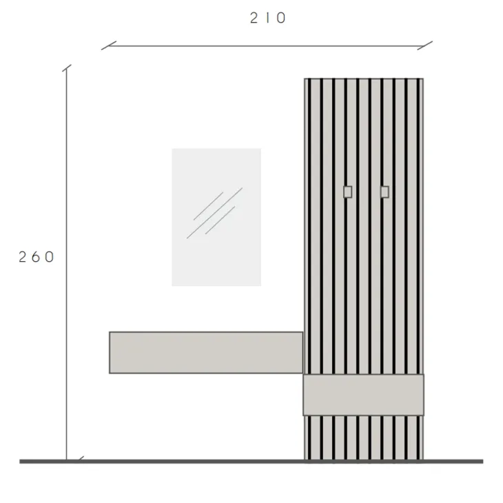 Mobile ingresso 207x260h cm con pannello cannettato beige cashmere rovere chiaro Sunset Decor 1033