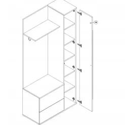 Mobile ingresso 90x195h cm con specchio bianco opaco Rak Gihome®