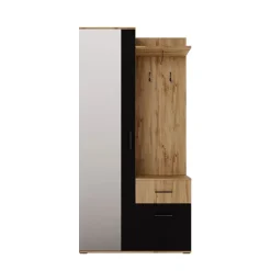 Mobile ingresso 97x195h cm con specchio 1 cassetto 2 ante rovere nero Assen