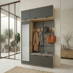 Mobile ingresso 135x231h cm con specchio rovere grafite Arat