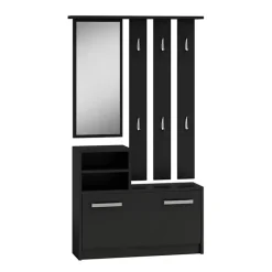 Mobile ingresso 85x180h cm con specchio scarpiera nero Bergen