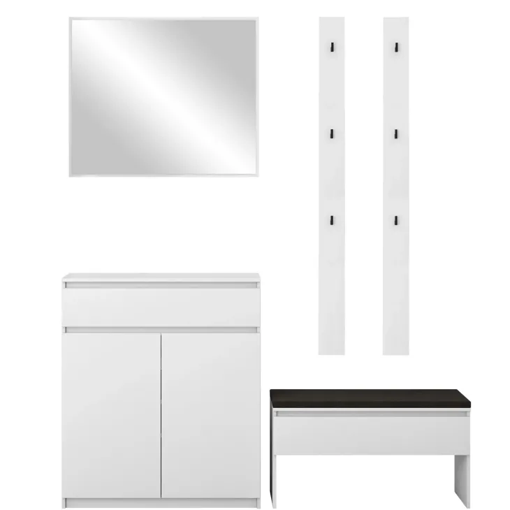 Mobile ingresso 200x230h cm con specchio appendiabiti bianco Accent