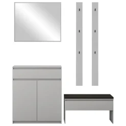 Mobile ingresso 200x230h cm con specchio appendiabiti grigio Accent