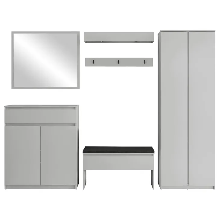 Mobile ingresso 300x200h cm con specchio appendiabiti armadio grigio Accent