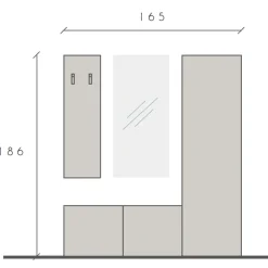 Mobile ingresso 165x186h cm grigio chiaro rovere chiaro Sunset 112
