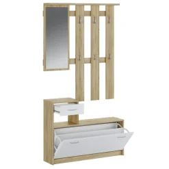 Mobile ingresso 100x190h cm moderno bianco opaco rovere Thomas