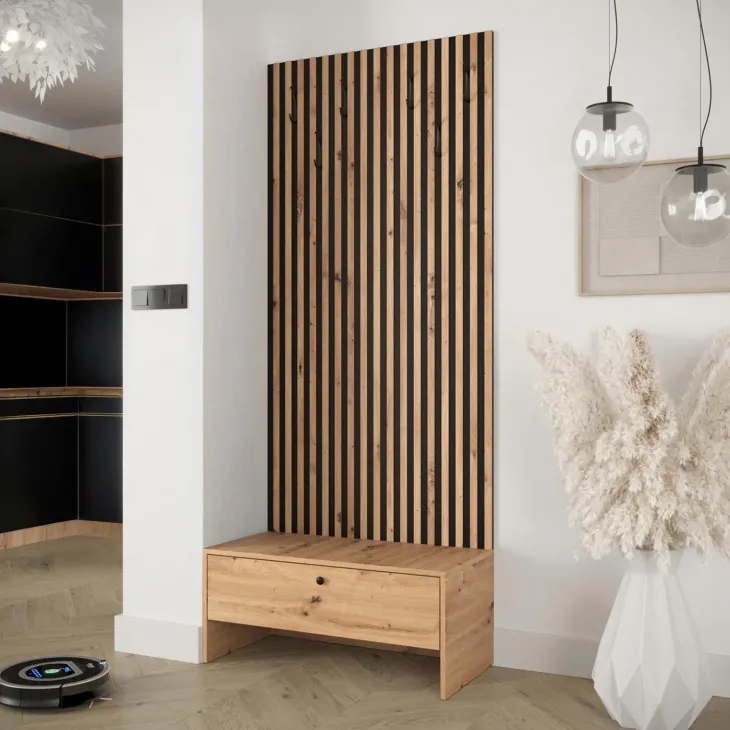 Mobile ingresso 85x206h cm rovere rustico nero Welly