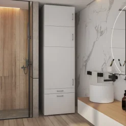 Mobile lavanderia 67x145h cm 1 anta 2 cassetti bianco Ordinary