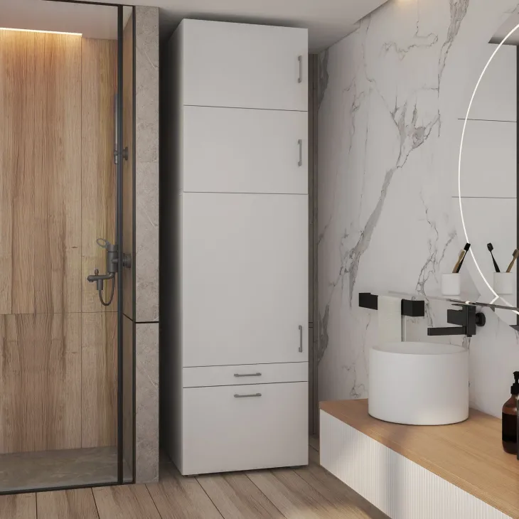 Mobile lavanderia 67x145h cm 1 anta 2 cassetti bianco Ordinary