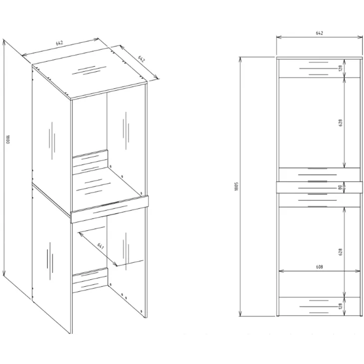 Mobile lavatrice e asciugatrice 64x180h cm bianco Motty