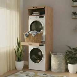 Mobile lavatrice e asciugatrice 67x215h cm 1 cassetto 1 vano rovere rustico Klara