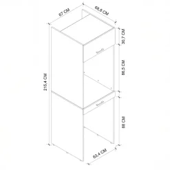 Mobile lavatrice e asciugatrice 67x215h cm 1 cassetto 1 vano rovere rustico Klara