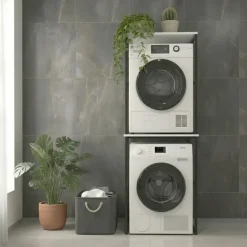 Mobile lavatrice e asciugatrice 66x189h cm industrial metallo bianco Loft