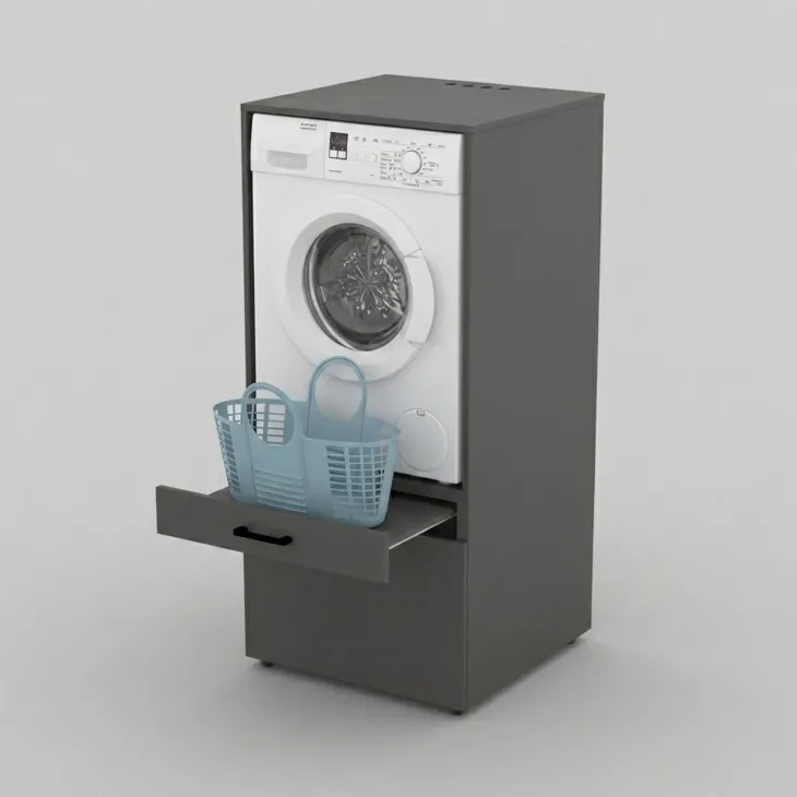 Mobile lavatrice e asciugatrice 134x144h cm con cassettoni antracite Water