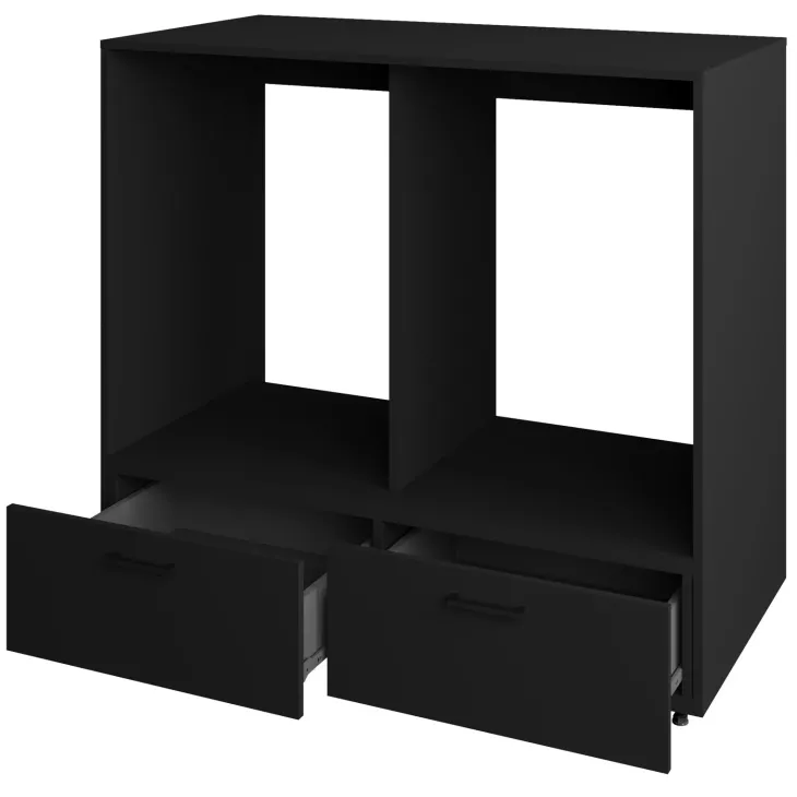 Mobile lavatrice e asciugatrice 132x117h cm con cassettone nero Wave