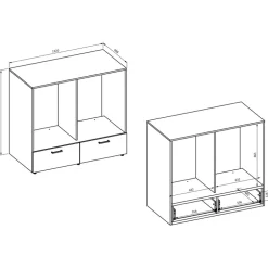 Mobile lavatrice e asciugatrice 172x197h cm con colonna tortora rovere Wave