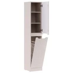 Mobile lavatrice lavanderia 165x180h cm con portabiancheria cannettato beige Cleany