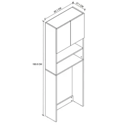 Mobile lavatrice 65x191h cm 2 ante con ripiani bianco Maldive