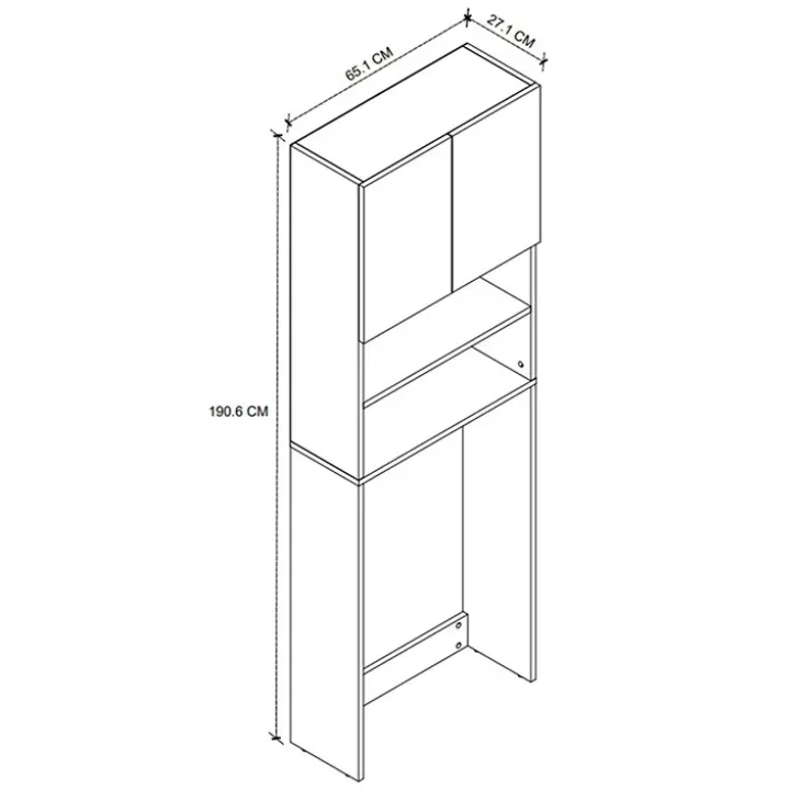 Mobile lavatrice 65x191h cm 2 ante con ripiani bianco Maldive