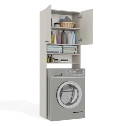 Mobile lavatrice 64x180h cm 2 ante e doppio vano a giorno beige cashmere Motty