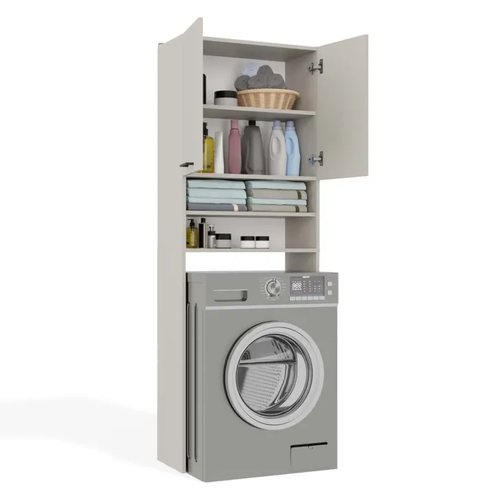 Mobile lavatrice 64x180h cm 2 ante e doppio vano a giorno beige cashmere Motty