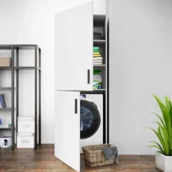 Mobile lavatrice 70x180h cm 2 ante e ripiani bianco opaco Wash
