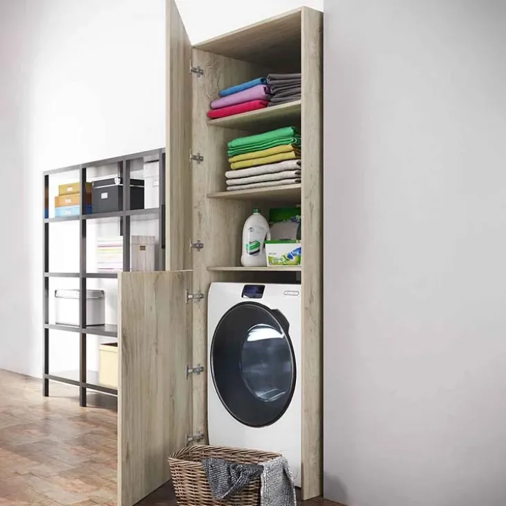Mobile lavatrice 70x180h cm 2 ante e ripiani rovere Wash