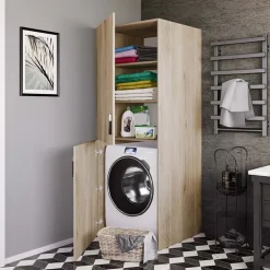 Mobile lavatrice 70x180h cm 2 ante e ripiani rovere Wash