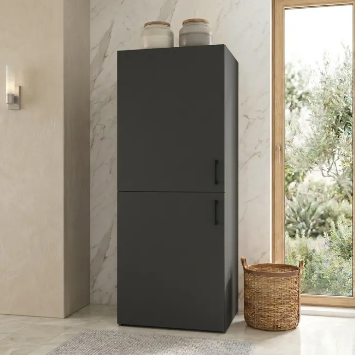 Mobile lavatrice 70x180h cm 2 ante 3 ripiani antracite Wash