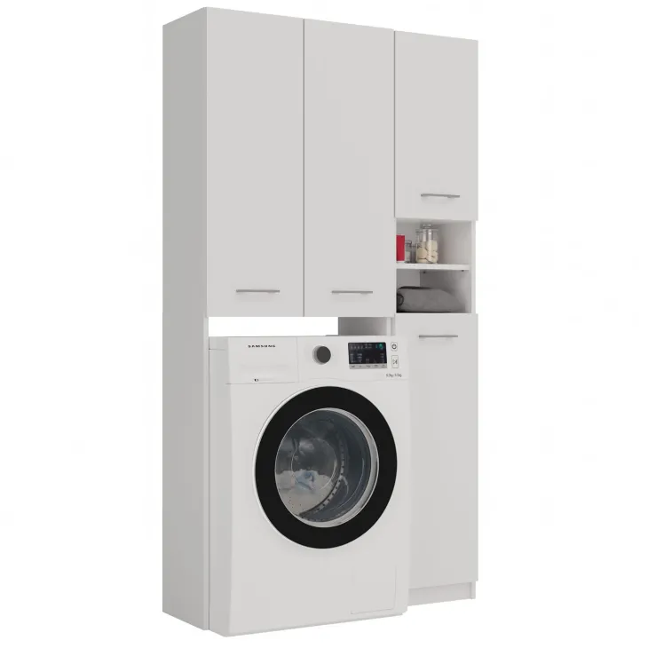 Mobile lavatrice 96x180h cm armadio 4 ante e vano a giorno bianco Motty