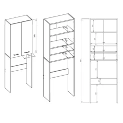 Mobile lavatrice 96x180h cm armadio 4 ante e vano a giorno bianco Motty
