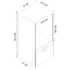Mobile lavatrice 67x144h cm con cassettone antracite Water