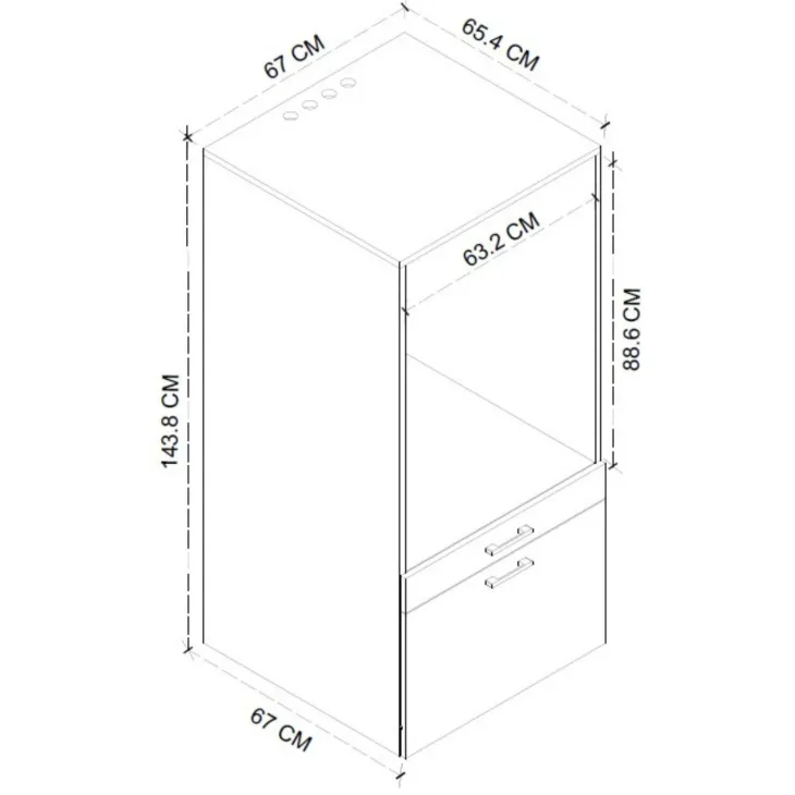 Mobile lavatrice 67x144h cm con cassettone bianco Water