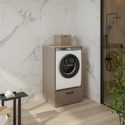 Mobile lavatrice 67x117h cm con cassettone tortora rovere Wave
