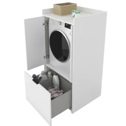 Mobile lavatrice 77x153h cm con cassettone e 2 ante bianco Lavia