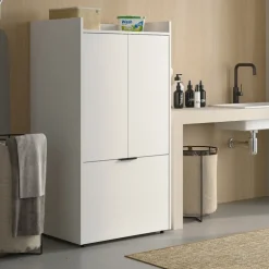Mobile lavatrice 77x153h cm con cassettone e 2 ante bianco Lavia