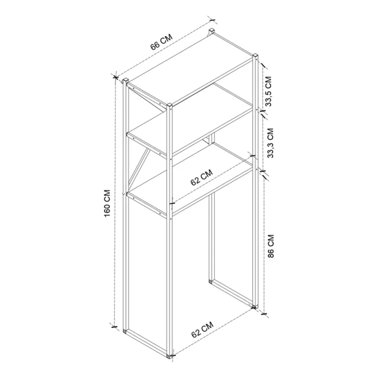 Mobile lavatrice 66x160h cm industrial metallo antracite Loft