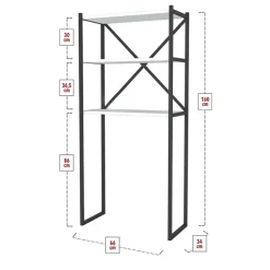 Mobile lavatrice 66x160h cm industrial metallo bianco Loft