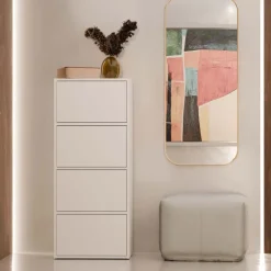 Mobile multiuso ingresso 50x119h cm scarpiera 4 ante bianco Tyler