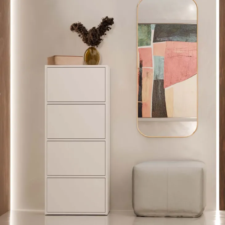 Mobile multiuso ingresso 50x119h cm scarpiera 4 ante bianco Tyler