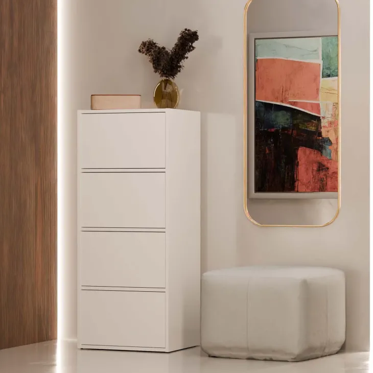 Mobile multiuso ingresso 50x119h cm scarpiera 4 ante bianco Tyler