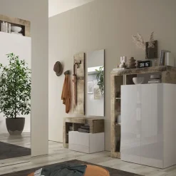 Mobile multiuso ingresso 108x138h cm scarpiera bianco lucido pero Invictus