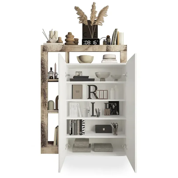 Mobile multiuso ingresso 108x138h cm scarpiera bianco lucido pero Invictus