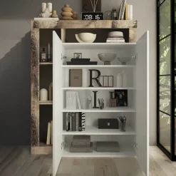 Mobile multiuso ingresso 108x138h cm scarpiera bianco lucido pero Invictus