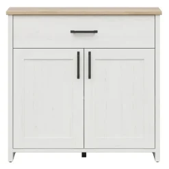 Mobile multiuso 102x99h cm 2 ante 1 cassetto scandinava bianco frassinato rovere Lars