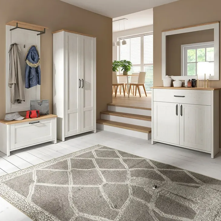 Mobile multiuso 102x99h cm 2 ante 1 cassetto scandinava bianco frassinato rovere Lars