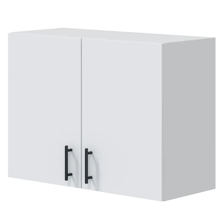 Mobile pensile multiuso 80x60h cm componibile 2 ante bianco lucido Kimera
