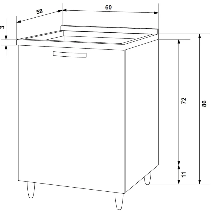 Mobile per piano cottura 60x86h cm bianco frassinato Talise