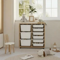 Mobile portagiochi 89x85h cm cassettiera multiuso rovere Fast Concordia