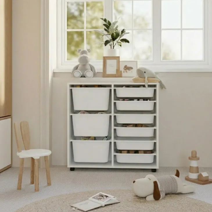 Mobile portagiochi 89x85h cm cassettiera multiuso bianco Fast Concordia